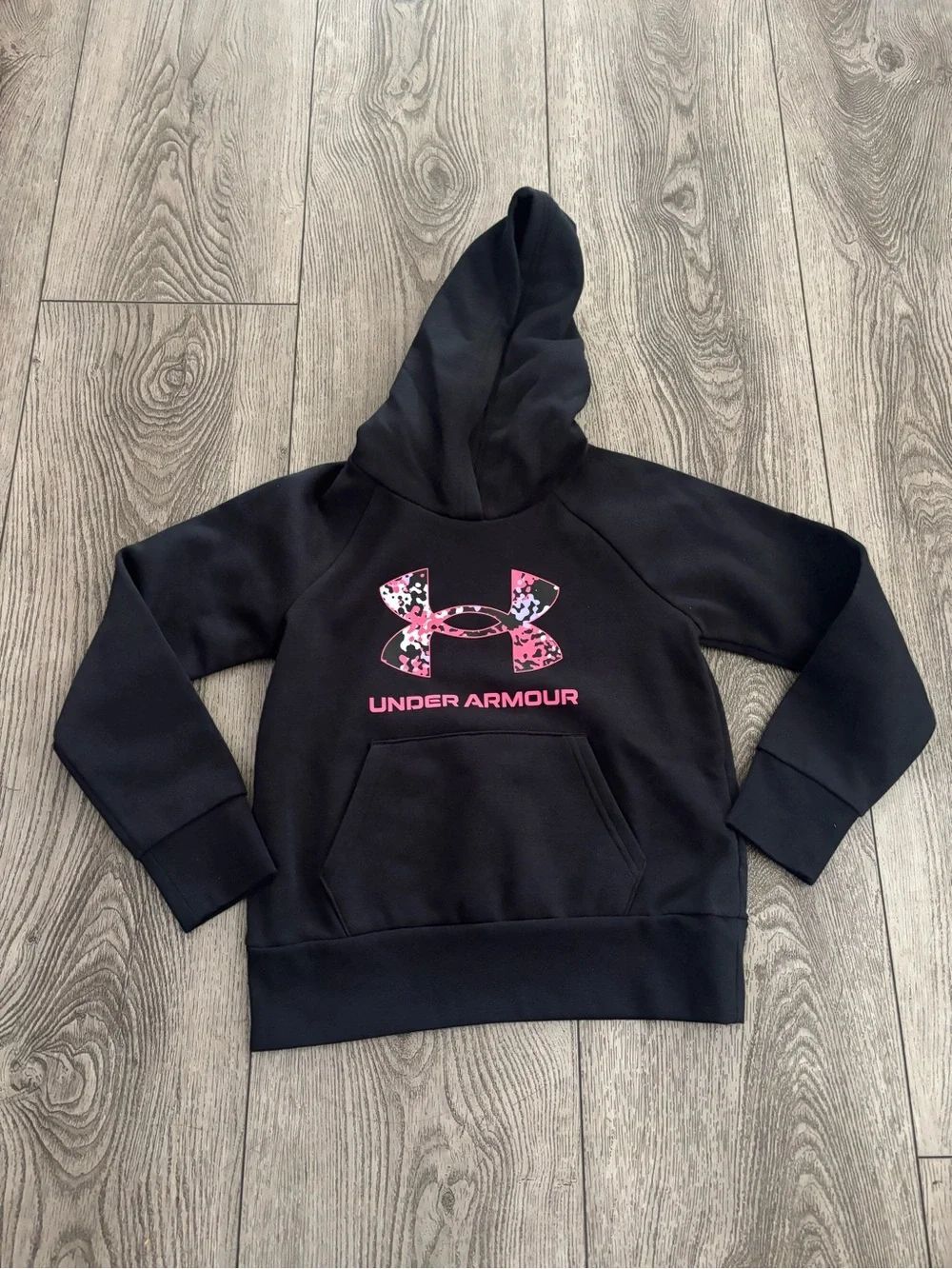 Under Armour Kids' Black Hoodie with Pink Logo